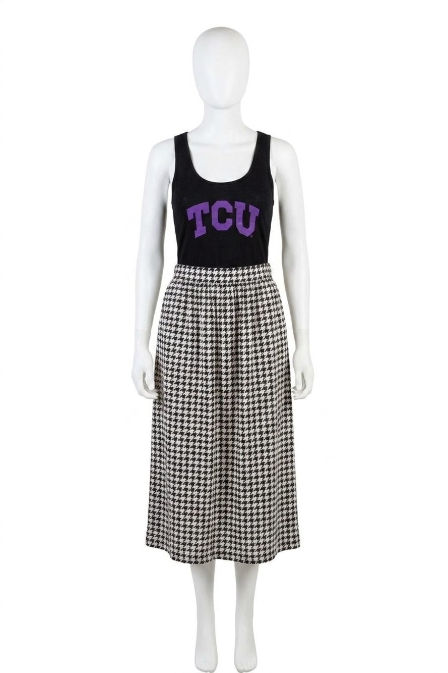 NEW GAMEDAY COUTURE tcu logo houndstooth tank dress in black